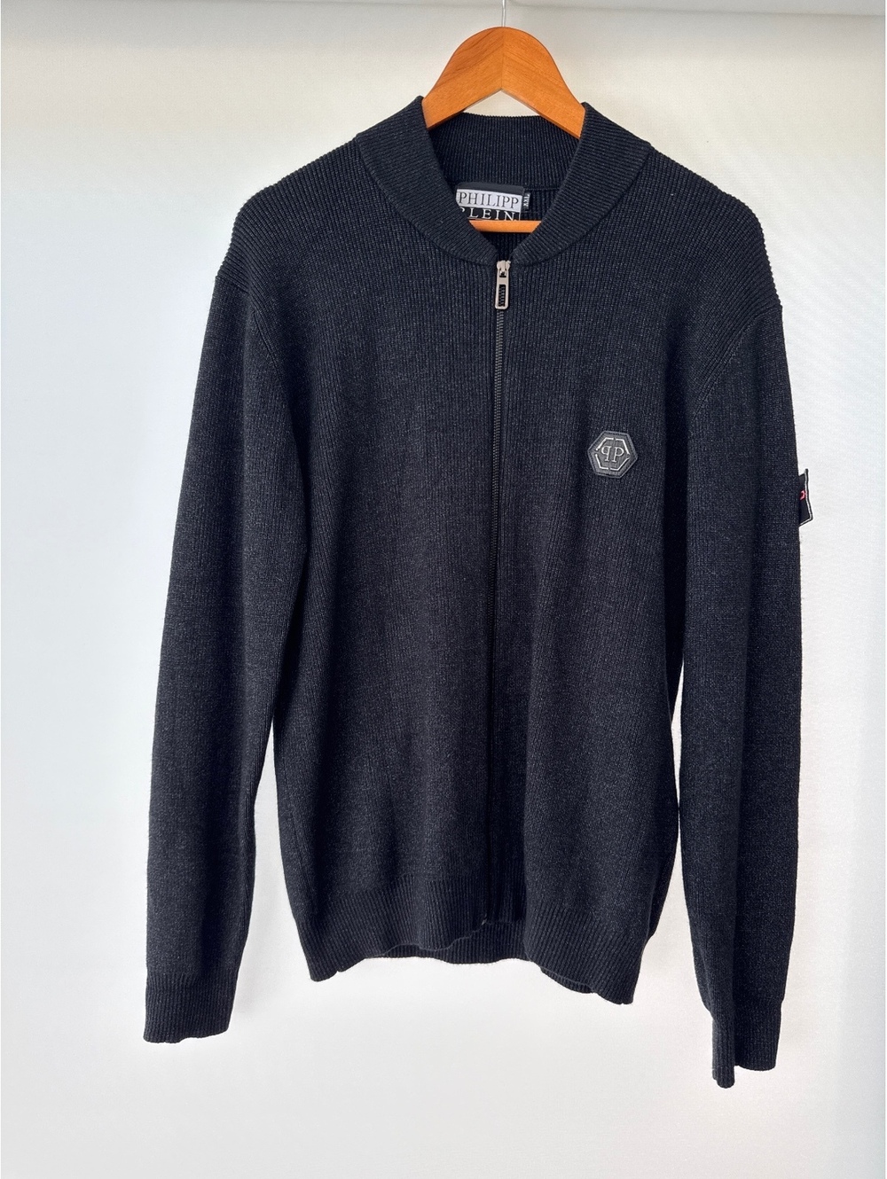 Philipp Plein Full Zip Sweater Cardigan XXL Black Made in Italy Cotton